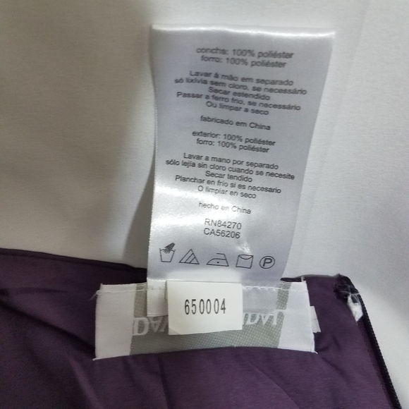 David's Bridal Purple Short Satin Strapless Dress 6 - Picture 4 of 16